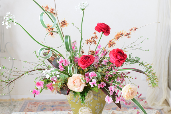 大きいフラワーアレンジメント　レッスン